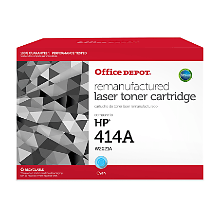 Office Depot® Brand Remanufactured Cyan Toner Cartridge Replacement For HP 414A, W2021A