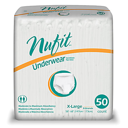 Nu-Fit® Protective Underwear, X-Large, 58"-68", Box Of 50