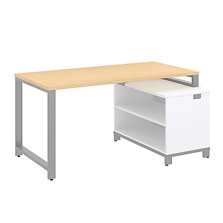Bush Business Furniture Momentum Desk With 24"H Open Storage, 60"W x 30"D, Natural Maple, Premium Installation