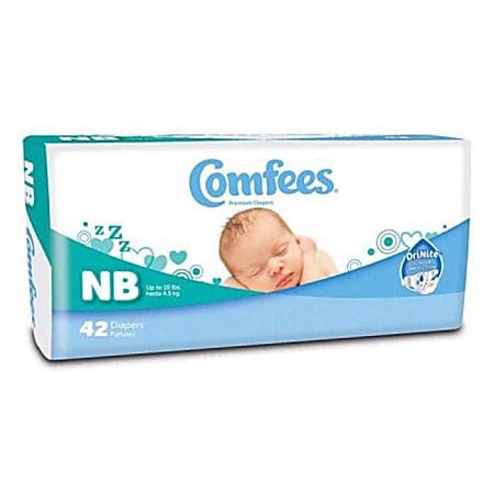 Attends® Comfees® Baby Diapers, Size Newborn, White, Pack Of 42