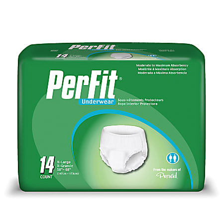 Per-Fit® Protective Underwear, X-Large, 58"-68", Black, Box Of 14