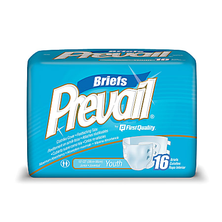Prevail® Specialty Size Briefs, Youth, 15"-22", Box Of 16
