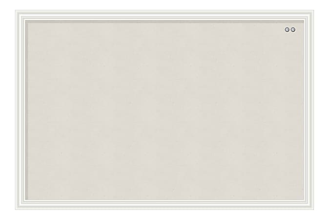 U Brands Linen Bulletin Board, 30" X 20", White Wood Frame