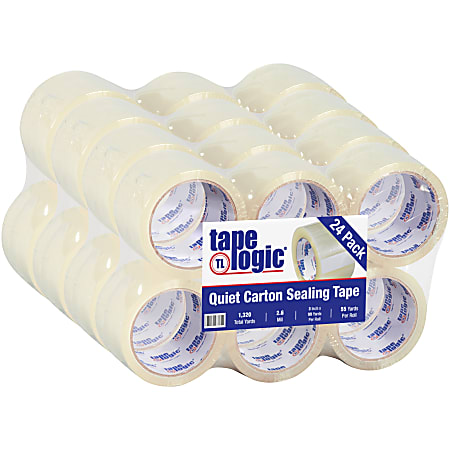 Tape Logic® Quiet Carton-Sealing Tape, 3" Core, 2.6-Mil, 3" x 55 Yd., Clear, Pack Of 24
