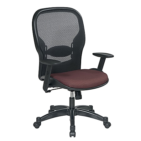 Office Star Space® Mid-Back Mesh Chair, 46 1/4"H x 27 1/4"W x 25 3/4"D, Black Frame, Rosewood (Burgundy) Fabric