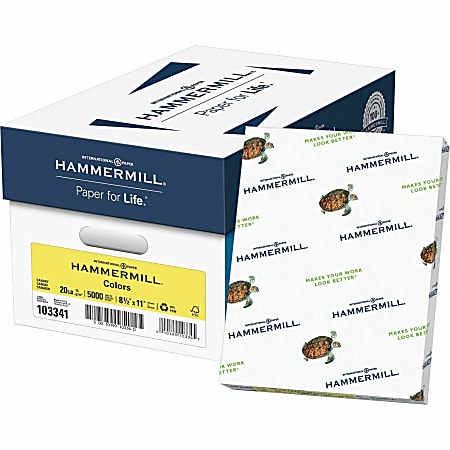 Hammermill® Multi-Use Color Copier Paper, Letter Size (8 1/2" x 11"), Case Of 5000 Sheets, 20 Lb, Canary