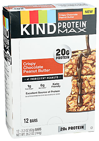 KIND Protein Max Bars, Crispy Chocolate Peanut Butter, 2.2 Oz, Total Qty 12