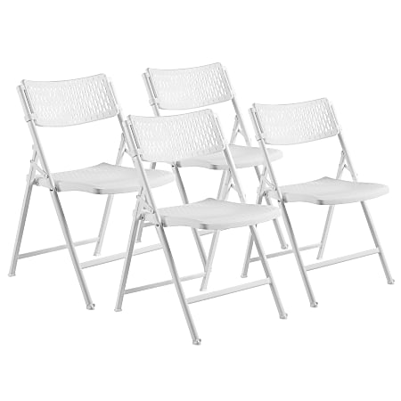 National Public Seating AirFlex Series Premium Polypropylene Folding Chairs, White, Pack Of 4 Chairs