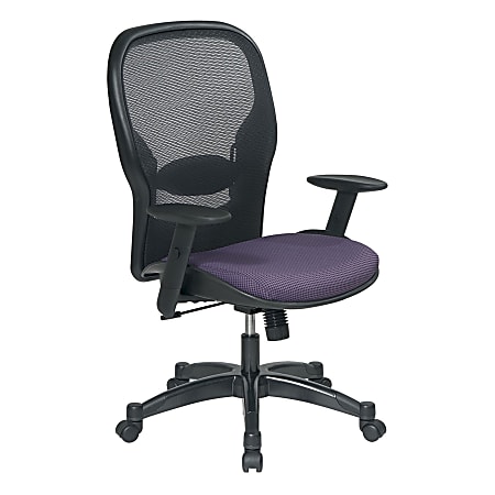 Office Star Space® Mid-Back Mesh Chair, 46 1/4"H x 27 1/4"W x 25 3/4"D, Black Frame, Grape Fabric