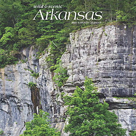 2025 BrownTrout Arkansas Wild & Scenic Monthly Plastic-Free Square Wall Calendar, 12" x 12", American States, January to December 2025, 9781975474478