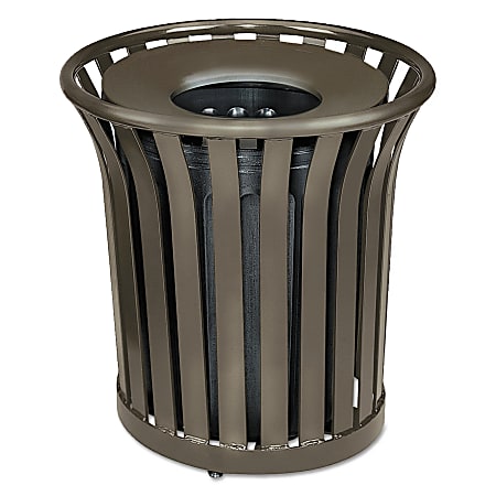 Rubbermaid® Commercial Americana Series™ Round Steel Waste Can, 36 Gallons, Architectural Bronze