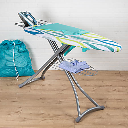 Honey Can Do Collapsible Ironing Board With Iron Rest, 36”H x 18”W x 59-1/4”D, Multicolor