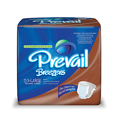 Breezers® By Prevail® Adult Briefs, X-Large, 59"-64", Beige, Box Of 15