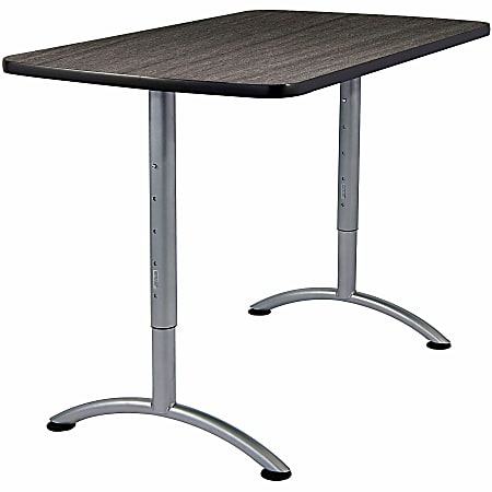 Iceberg Walnut Top Sit-to-Stand Table, Gray Walnut/Silver Gray