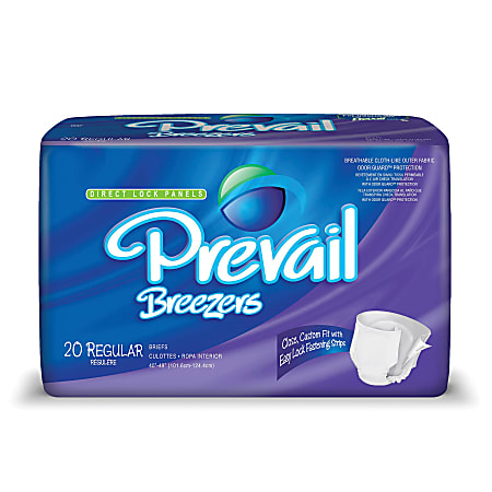 Breezers® By Prevail® Adult Briefs, Regular, 40"-49", Lavender, Box Of 20