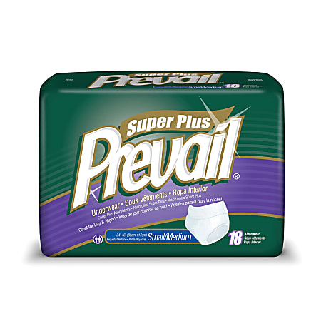 Prevail® Protective Underwear-Super Plus, Sm-Md, 34"-46", Green, Box Of 18