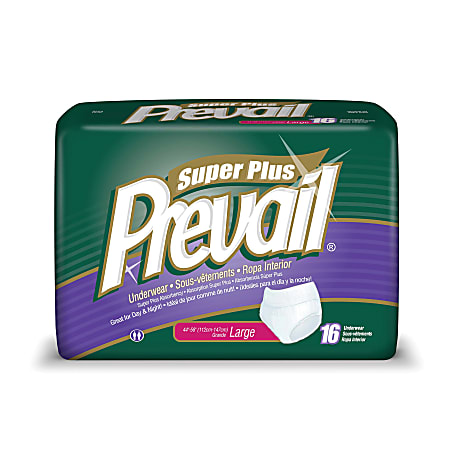 Prevail® Protective Underwear-Super Plus, Large, 44"-58", Blue, Box Of 16
