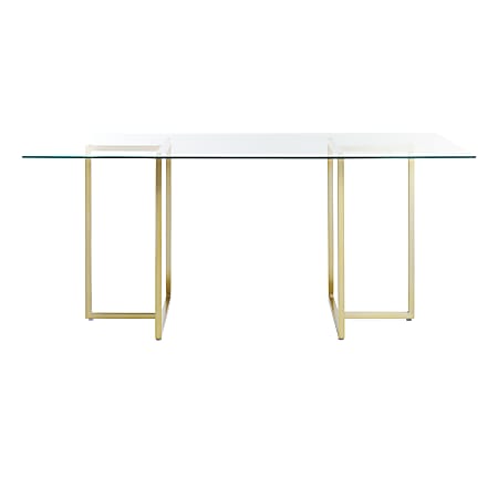 Eurostyle Legend Rectangle Dining Table, 30”H x 66”W x 36”D, Brushed Matte Gold/Clear