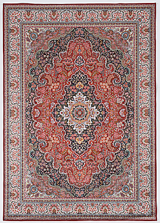 Linon Innova Area Rug, 5' x 7', Brexa Ivory/Red