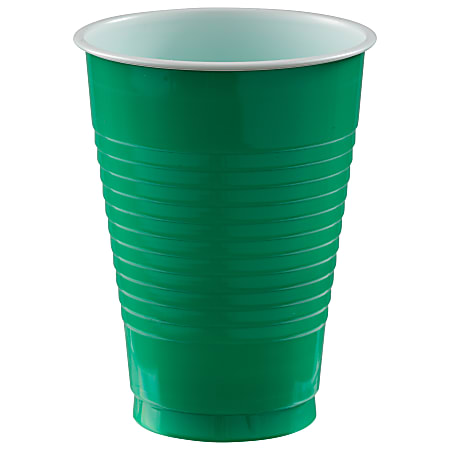 Amscan 436811 Plastic Cups, 12 Oz, Festive Green,