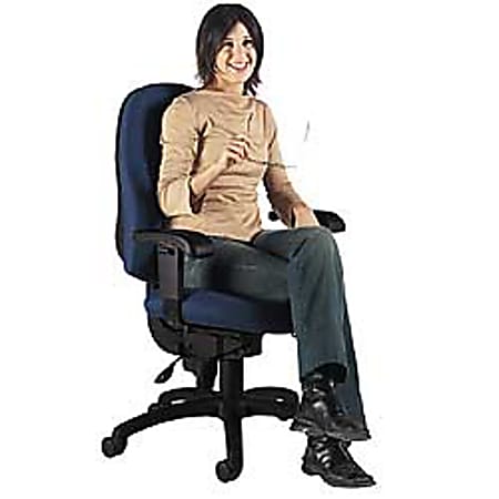 Global® Mack Heavy-Duty Multishift Chair, 43 1/2"H x 27 1/2"W x 19"D, Black Frame, Navy Blue Fabric