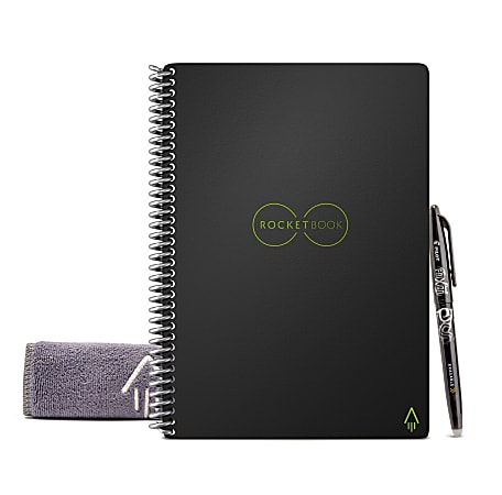 Rocketbook Core Smart Reusable Executive Size Notebook, 6" x 8-4/5", Line Ruled, 18 Sheets, Black