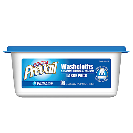 Prevail® Disposable Washcloths, Institutional Jumbo Tub, 12" x 8", Pack Of 96