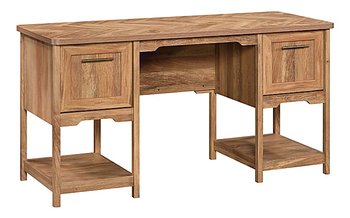 Sauder® Coral Cape 59"W Double Pedestal Desk With File Drawer, Sindoori Mango