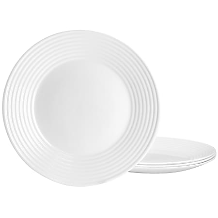 Gibson Ultra Patio 4-Piece Tempered Opal Glass Dinner Plate Set, 10-1/4”, White