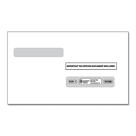 ComplyRight Double-Window Envelopes For W-2 Form 5214, Pack Of 100 Envelopes