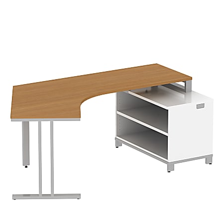 BBF Momentum Dog-Leg Left Desk With 24" Storage, 29 1/2"H x 80"W x 41"D, Modern Cherry, Premium Installation Service