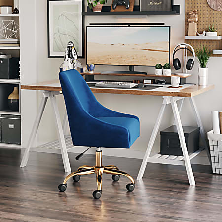 Zuo Modern Madelaine Ergonomic High Back Office Chair Blue Gold