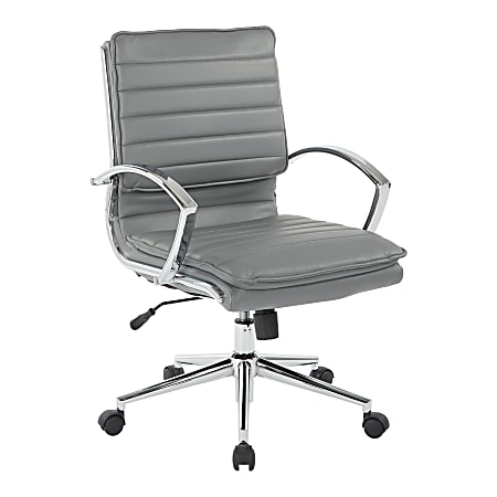 Office Star™ Pro-Line II™ SPX Bonded Leather Mid-Back Chair, Charcoal/Chrome