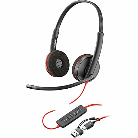 Poly Blackwire 3220 Stereo USB-C Headset + USB-C/A Adapter (Bulk) - Stereo - USB Type C, Mini-phone (3.5mm) - 8X228A6