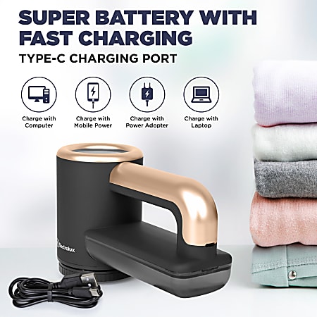 Electrolux Rechargeable Fabric Shaver 8 Black Office Depot