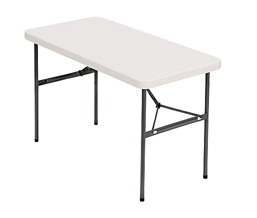 Realspace® Molded Plastic Top Folding Table, 4'W, Platinum