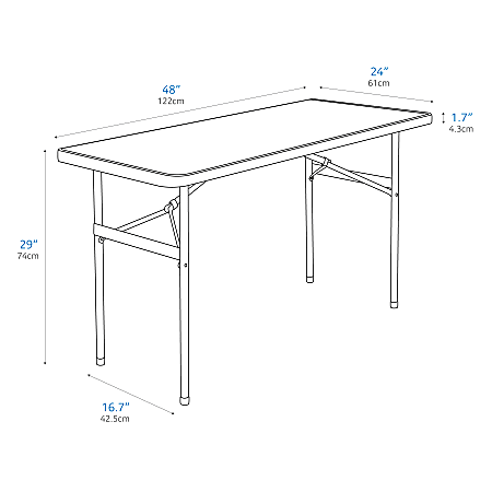 Realspace Molded Plastic Top Folding Table 29 H x 48 W x 24 Realspace Molded Plastic Top Folding Table 29 H x 48 W x 24