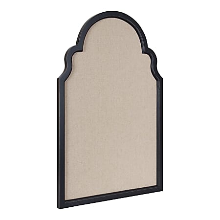 Kate and Laurel Hogan Arch Non-Magnetic Framed Pinboard, 24" x 36", Beige, Gray Wood Frame
