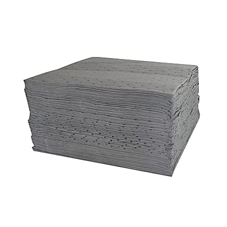 Hospeco TaskBrand® Industrial Sorbent Pads, 15" x 18”, Gray, Pack Of 100 Pads