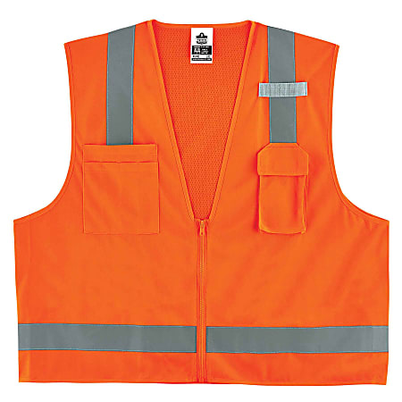 Ergodyne GloWear® Safety Vest, Economy Surveyor's 8249Z, Type R Class 2, 2X/3X, Orange