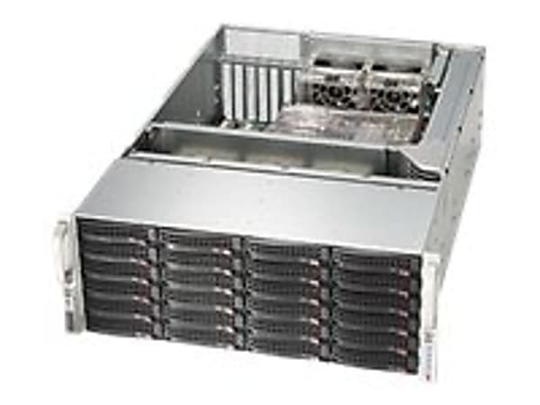 Supermicro SuperChassis SC846BE16-R1K28B System Cabinet - Rack-mountable - Black - 4U - 26 x Bay - 5 x Fan(s) Installed - 2 x 1280 W - EATX, ATX Motherboard Supported - 5 x Fan(s) Supported - 24 x External 3.5" Bay - 2 x External 2.5" Bay - 7x Slot(s)