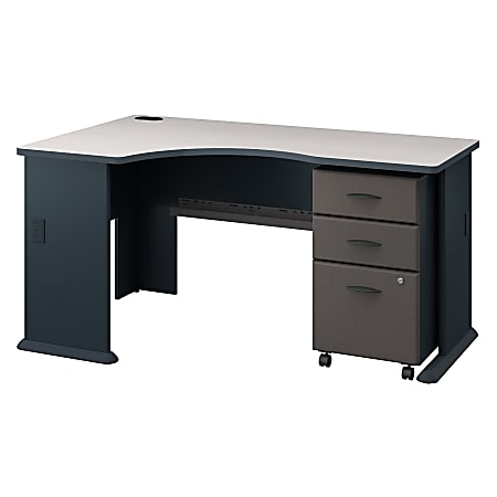 Bush Business Furniture Office Advantage Left Corner Desk With Mobile File Cabinet, Slate/White Spectrum, Standard Delivery