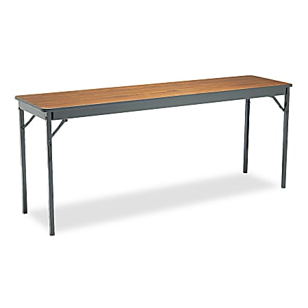 Barricks Special Size Folding Table, Rectangle, 72"H x 18"D, Black/Walnut