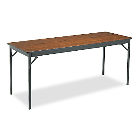 Barricks Special Size Folding Table, Rectangle, 72"W x 24"D, Black/Walnut
