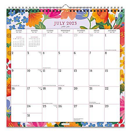 2023-2024 Plato 18-Month Monthly Office Wall Calendar, 12" x 12", Bonnie Marcus, July To December