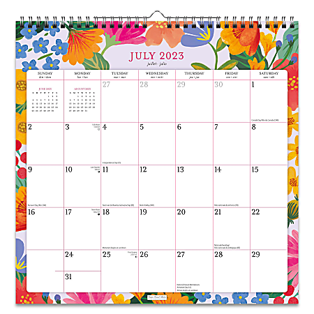 2023 2024 Plato 18 Month Monthly Office Wall Calendar 12 x 12 Bonnie Marcus  July To December - Office Depot