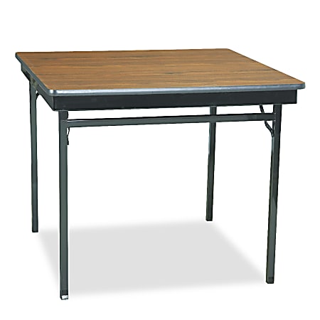 Barricks Special Size Folding Table, Square, 36"W x 36"D, Black/Walnut
