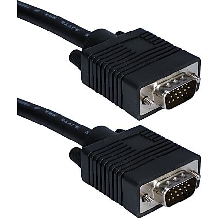 QVS Video Cable - 15 ft Video Cable for Monitor, Video Device - First End: 1 x HD-15 Male VGA - Second End: 1 x HD-15 Male VGA - Shielding - Black - 1 Pack