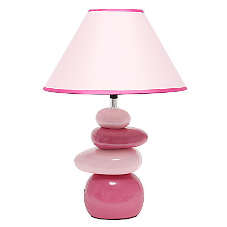Creekwood Home Priva Ceramic Stacking Stones Table Lamp, 17-1/4"H, White Shades/Pink Base
