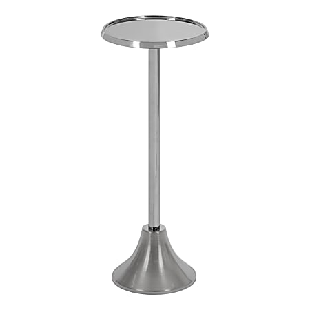 Kate and Laurel Sanzo Iron Round Drink Table, 23"H x 9"W x 9"D, Silver
